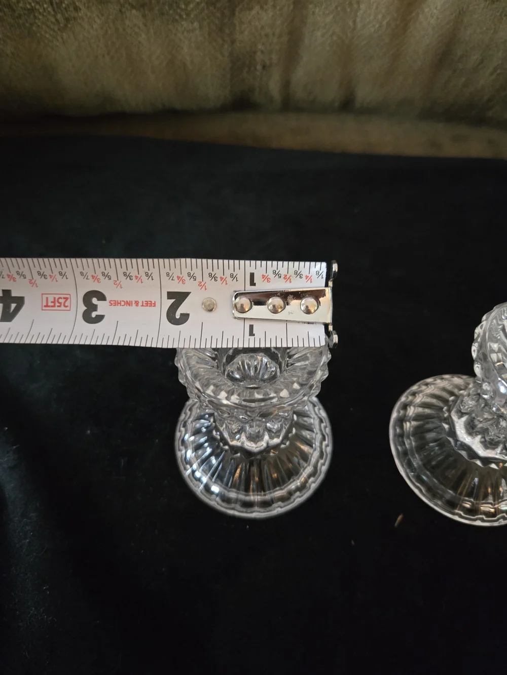 Pair of Clear Crystal Candle Holders, 3